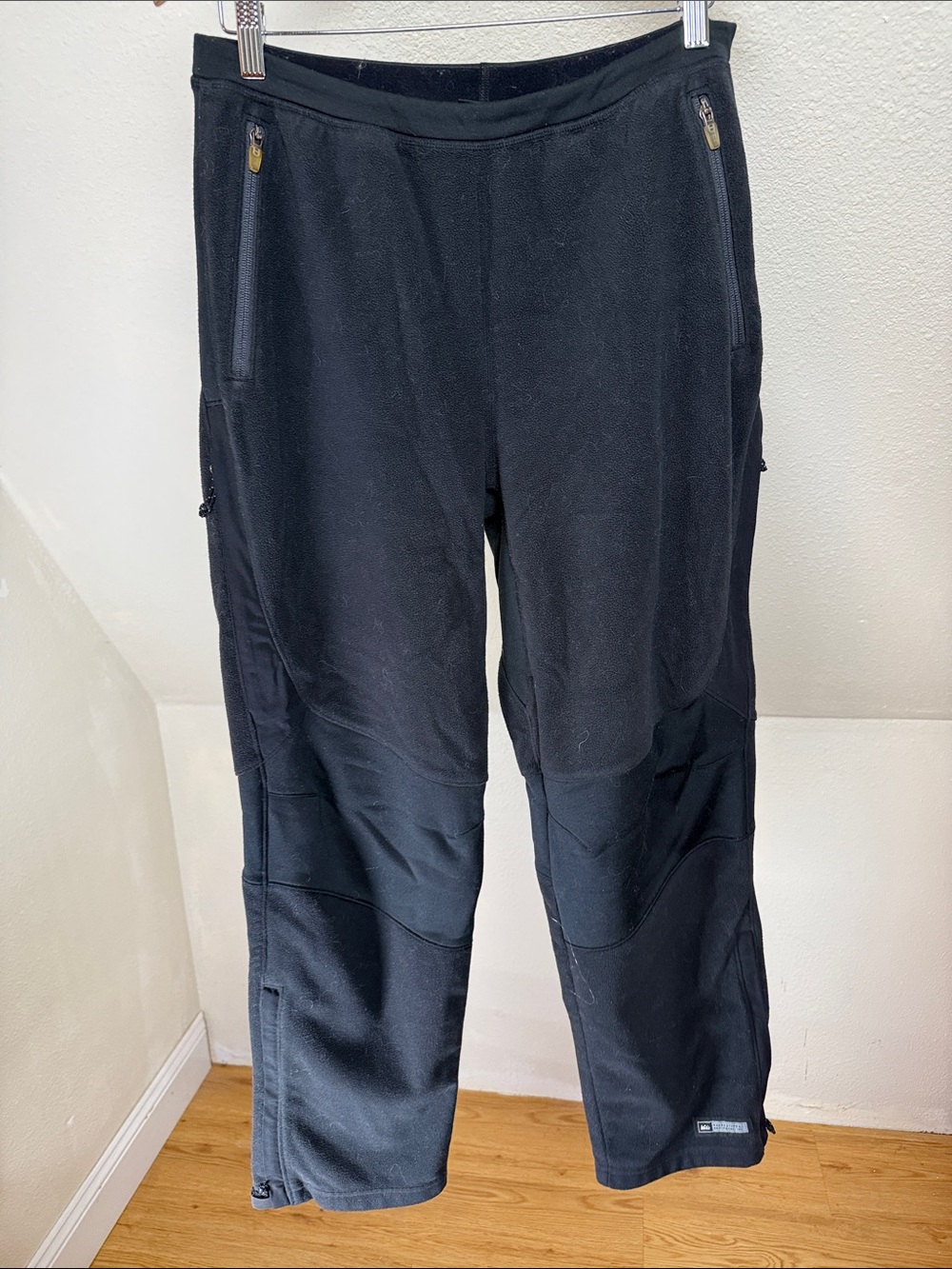 REI Black Fleece Track Pants with Zip Pockets